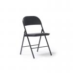 Kava steel folding chair with soft padded PVC seat and back - 4 Units per box - Black KAV100-K