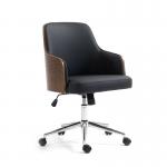Kyoto oak veneer shell with black PU seat, chrome base and castors KYO100T1-K