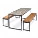 Otto benching solution low bench 1050mm wide - silver frame, barcelona walnut top LB1050-S-BW