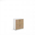 Wooden storage lockers 4 door - white with kendal oak doors LCK4DKO