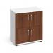 Wooden storage lockers 4 door - white with walnut doors LCK4DW