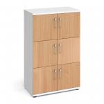 Wooden storage lockers 6 door - white with beech doors LCK6DB