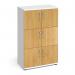 Wooden storage lockers 6 door - white with oak doors LCK6DO