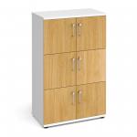 Wooden storage lockers 6 door - white with oak doors LCK6DO
