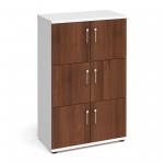 Wooden storage lockers 6 door - white with walnut doors LCK6DW