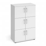 Wooden storage lockers 6 door - white with white doors LCK6DWH