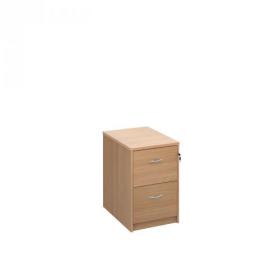 Wooden 2 drawer filing cabinet with silver handles 730mm high - beech LF2B