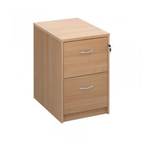 Wooden 2 drawer filing cabinet with silver handles 730mm high - beech LF2B