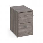 Wooden 2 drawer filing cabinet with silver handles 730mm high - Grey Oak LF2GO