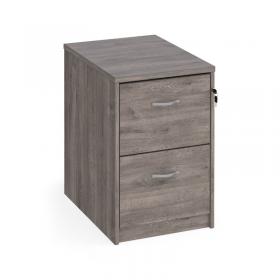 Wooden 2 drawer filing cabinet with silver handles 730mm high - Grey Oak LF2GO