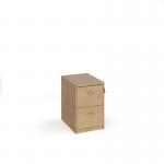 Wooden 2 drawer filing cabinet with silver handles 730mm high - Kendal Oak LF2KO