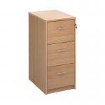 Wooden 3 drawer filing cabinet with silver handles 1045mm high - beech LF3B