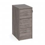 Wooden 3 drawer filing cabinet with silver handles 1045mm high - grey oak LF3GO