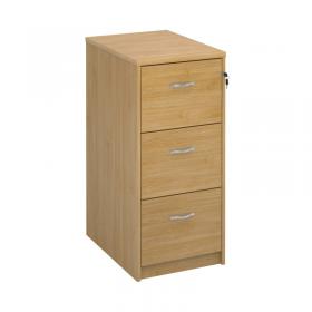 Wooden 3 drawer filing cabinet with silver handles 1045mm high - oak LF3O