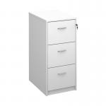 Wooden 3 drawer filing cabinet with silver handles 1045mm high - white LF3WH