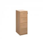 Wooden 4 drawer filing cabinet with silver handles 1360mm high - beech