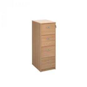 Wooden 4 drawer filing cabinet with silver handles 1360mm high - beech