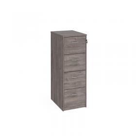 Wooden 4 drawer filing cabinet with silver handles 1360mm high - grey oak LF4GO