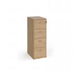 Wooden 4 drawer filing cabinet with silver handles 1360mm high - Kendal Oak LF4KO