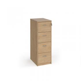 Wooden 4 drawer filing cabinet with silver handles 1360mm high - Kendal Oak LF4KO