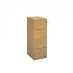 Wooden 4 drawer filing cabinet with silver handles 1360mm high - oak LF4O