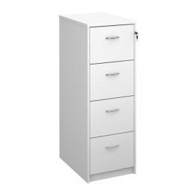 Wooden 4 drawer filing cabinet with silver handles 1360mm high - white LF4WH