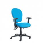 Lento high back operator chair folding arms blue