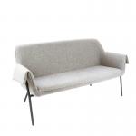 Liana two seater sofa with black metal frame - light grey LIA02-LG