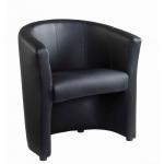 London reception single tub chair 670mm wide - black faux leather LON50001