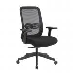 Lotus mesh back operator chair with adjustable arms, black frame & fabric seat LOT300K2-K