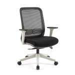 Lotus mesh back operator chair with adjustable arms, white frame & fabric seat LOT300K2-WH