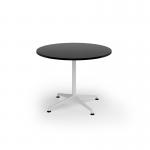 Loft circular dining table 1000 dia white frame black top LTDC10-WH-K