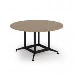 Loft table 1400 dia black frame and kendal oak top LTDC14-K-KO