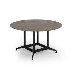 Loft table 1400 dia black frame and nebraska oak top LTDC14-K-NO
