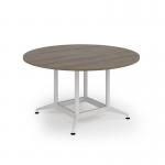 Loft table 1400 dia white frame and nebraska oak top LTDC14-WH-NO