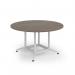 Loft table 1400 dia white frame and nebraska oak top LTDC14-WH-NO