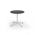 Loft circular dining table 800 dia white frame black top LTDC8-WH-K