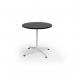 Loft circular dining table 800 dia white frame black top LTDC8-WH-K