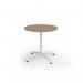 Loft circular dining table 800 dia white frame kendal oak top LTDC8-WH-KO