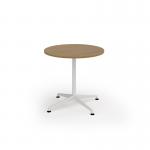 Loft circular dining table 800 dia white frame oak top LTDC8-WH-O