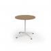 Loft circular dining table 800 dia white frame oak top LTDC8-WH-O