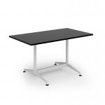 Loft dining table 1400w x 800d white frame and black top LTDR148-WH-K
