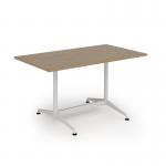Loft dining table 1400w x 800d white frame and kendal oak top LTDR148-WH-KO
