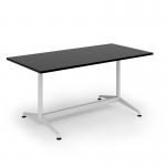 Loft dining table 1600w x 800d white frame and black top LTDR168-WH-K