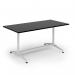 Loft dining table 1600w x 800d white frame and black top LTDR168-WH-K