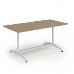 Loft dining table 1600w x 800d white frame and kendal oak top LTDR168-WH-KO