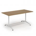 Loft dining table 1600w x 800d white frame and oak top LTDR168-WH-O