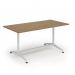 Loft dining table 1600w x 800d white frame and oak top LTDR168-WH-O