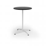 Loft circular poseur table 800 dia white frame black top LTPC8-WH-K