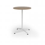 Loft circular poseur table 800 dia white frame kendal oak top LTPC8-WH-KO